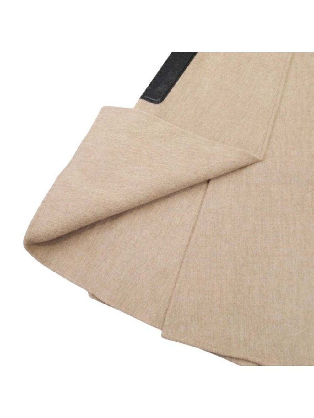 Loro Piana Peter DO Fabric Melton Wrap Skirt Cowhide Trim Long Length 36 Beige - Picture 4 of 10